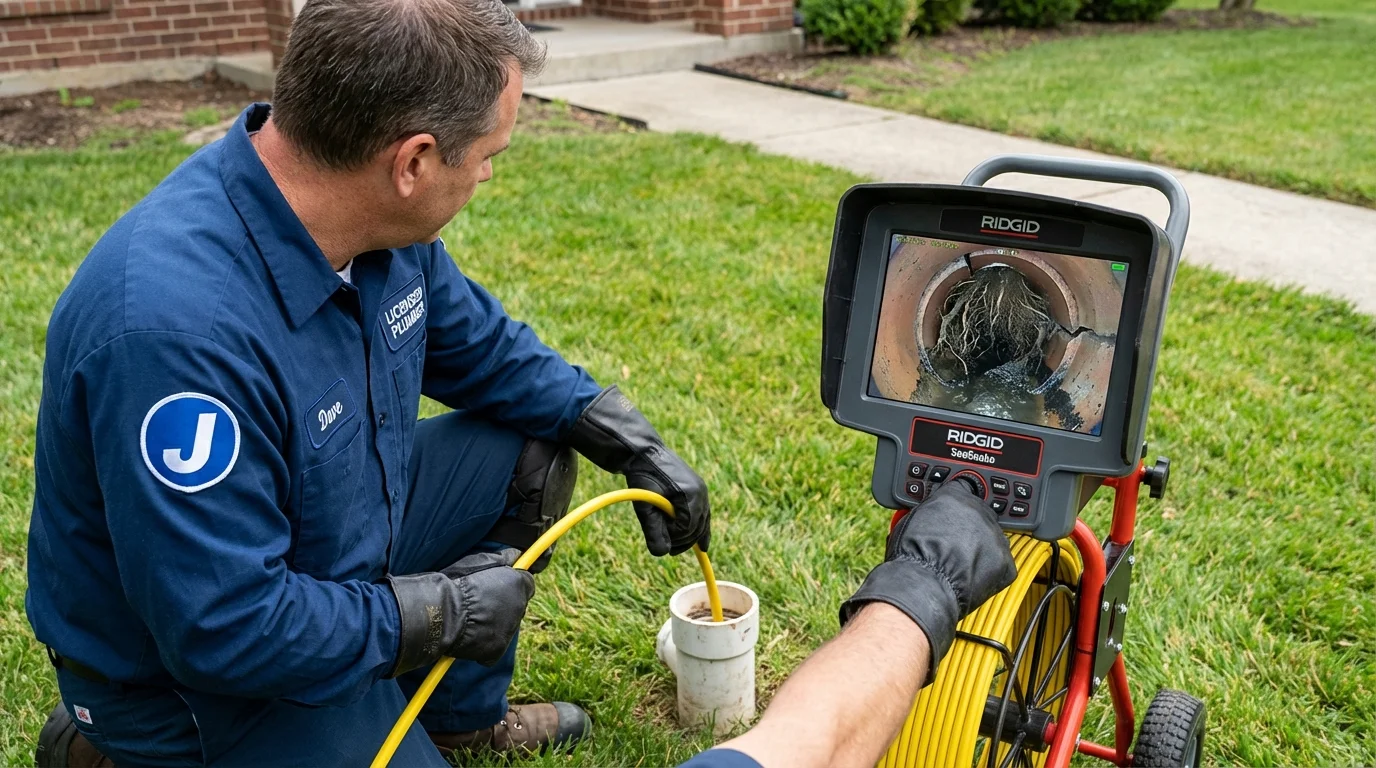 Sewer camera inspection being performed by Johns Plumbing LLC in Addison